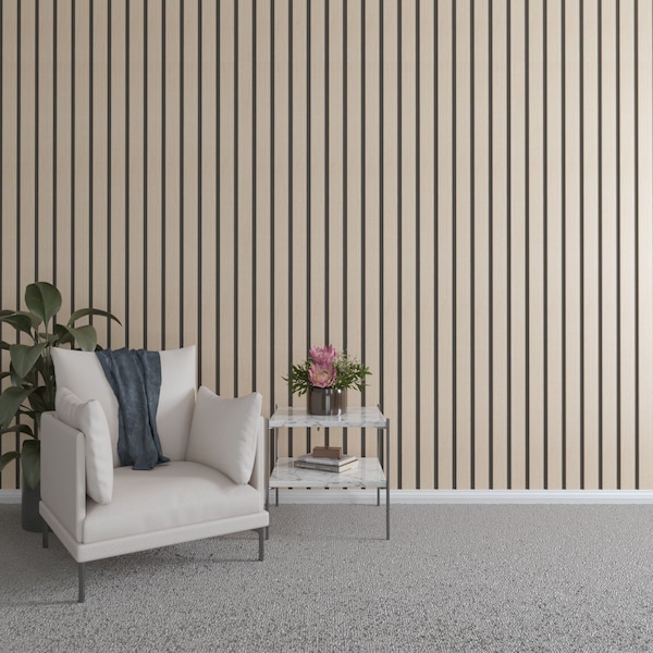 Ekena Millwork 94H x 3/8T Adjustable Wood Slat Wall Panel Kit w/ 3W Slats, Red Oak contains 15 Slats SWW60X94X0375RO - main